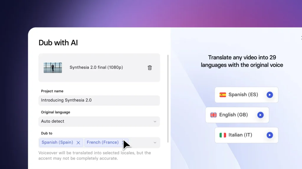 Synthesia AI Video Translator
