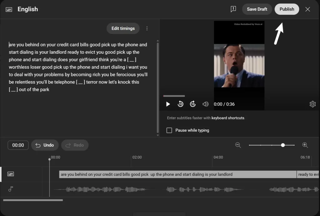 Publish Your Auto Generated Subtitles