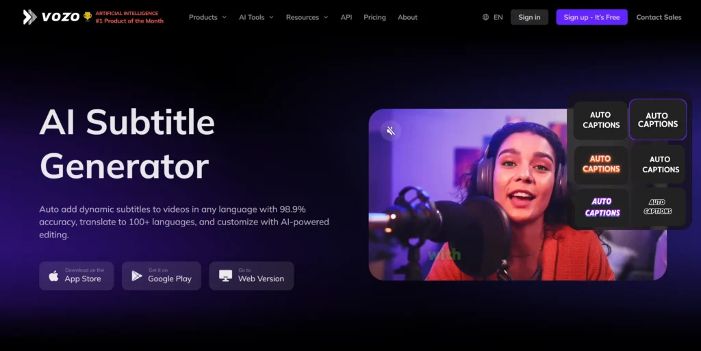 Vozo AI Caption Generator